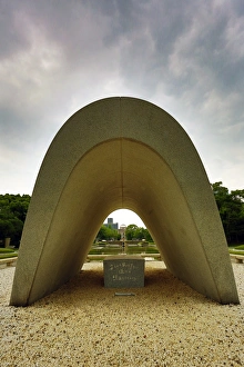 Images Dated 5th July 2015: Memorial Cenotaph and Atomic Bomb Dome, Hiroshima