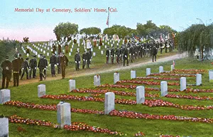 Headstones Prints: Memorial Day, Soldiers Home Cemetery, California, USA