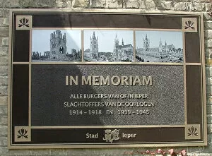 Images Dated 1st June 2020: Memorial Plaque to Ypres Civilians WW1 and WW2