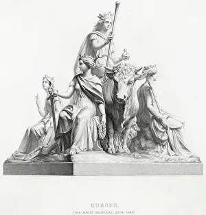 Memorials Prints: One of the memorial's corner statues (Europe) Date: built 1864 - 1876