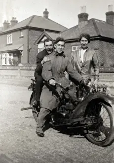 Two men on 1925 Neracar motorcycle
