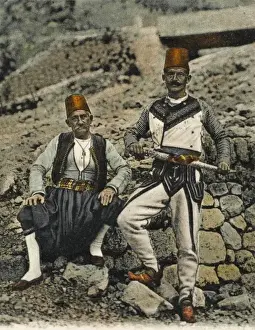 Albania Prints: Two men in Albanian National Costume