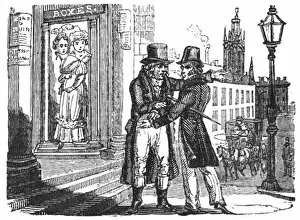 Altercation Gallery: Men arguing outside a theatre, c. 1800