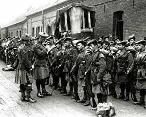 Scots Collection: Men of the Black Watch in French village, WW1