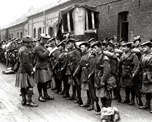 Scots Collection: Men of the Black Watch in French village, WW1