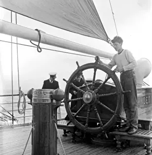 Sorlandet Prints: Men and boy on deck of ship