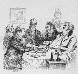 Tasty Prints: Men Dine on Capons 1840