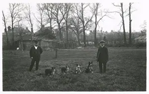 Two men with four dogs, North London suburbs