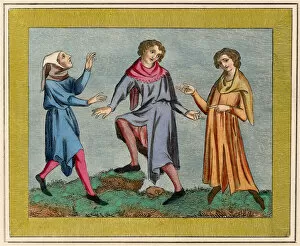 Images Dated 7th April 2021: Three men in a field. Date: 14th century