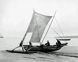 Men with fishing boat, India