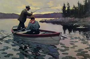 Canoes Prints: Men Fishing Date: 1930
