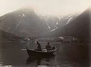 Images Dated 4th July 2016: Two men fishing on the Esserfjord, Norway
