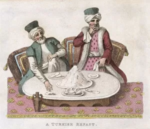 Eats Collection: Two men having a Turkish breakfast of yogurt and buns