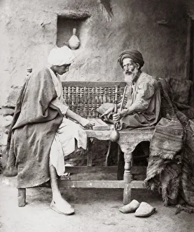 Ethnicity Prints: Men with hookah pipe playing board game, Egypt, c. 1880 s
