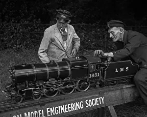 Attend Prints: Men with model working steam engine