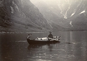 Images Dated 29th June 2017: Two men with pigs on the Esserfjord, Norway