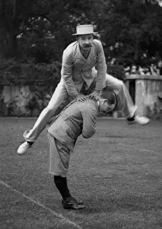 Leap Prints: Two men playing leapfrog