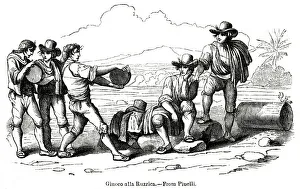 Throwing Gallery: Men playing the Roman game of La Ruzzica, Italy