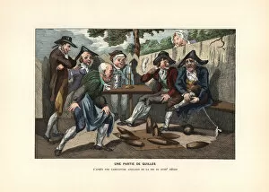 Men playing skittles in a pub garden, late 18th century