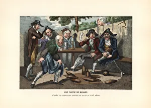 Men playing skittles in a pub garden, late 18th century Men playing skittles in a pub garden, late 18th century