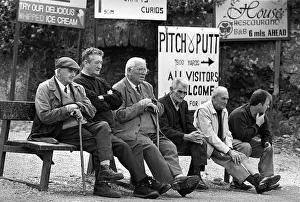 Spare Prints: Six men on a public bench, Killaloe, Co Clare, Ireland