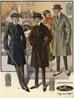 Catalog Prints: Men in Raglan and Ulsterette coats from the 1920s