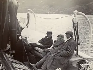 Hardanger Prints: Men relaxing on a fjord steamer, Hardanger, Norway