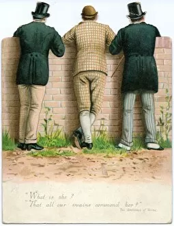 Images Dated 5th October 2017: Three men on a reversible New Year card
