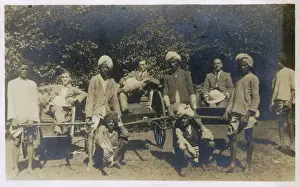 Rickshaws Prints: Men and rickshaws, Matheran hill station, India
