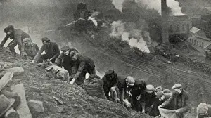 Search Prints: Men searching for coal on slag heap