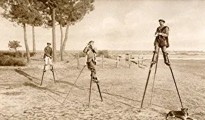 Men on stilts in Les Landes, south west France