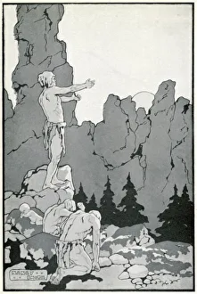 Worshipping Collection: Men of the Stone Age worshipping the sun