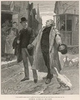 Neighbours Prints: Two men walking through a village