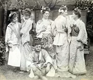 Men and women dressed up in Japanese costume