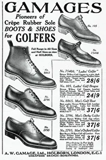 Rubber Prints: Men and women's golfing boots and shoes. Date: 1924