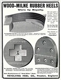Heel Prints: Men and women's rubber heel tips that were easily fixed to the shoe. Date: 1904