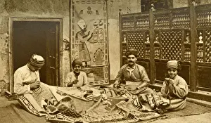 Arabs Prints: Men at work in Tentmakers Bazaar, Cairo, Egypt