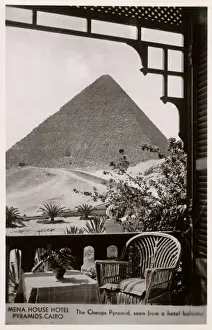 Balcony Prints: Mena House Hotel, Cairo, Egypt - View of Cheops Pyramid