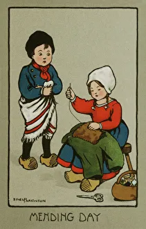 Clogs Gallery: Mending Day, by Ethel Parkinson