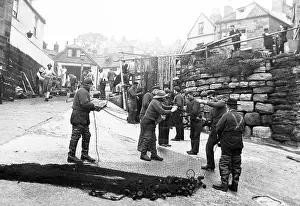 Mending fishing nets Robin Hood's Bay Victorian period