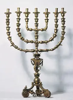 Symbolic Prints: Menorah. Sephardic Museum. Toledo. Spain