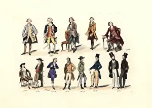 Etched Prints: Mens fashion from 1787 to 1841, from various portraits