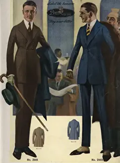 Catalog Prints: Mens two-button, single-breasted suits in sack, 1920s