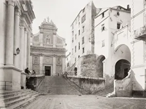 Religious Residence Prints: Menton France, Place de L Eglise - square with church