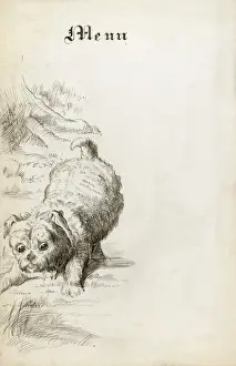 Tenniel Prints: Menu Card - Alice in Wonderland illustration - The Puppy