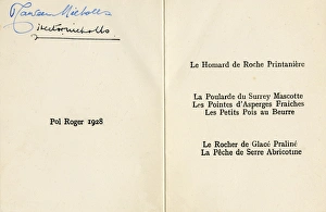 Menu Card for Claridges Restaurant