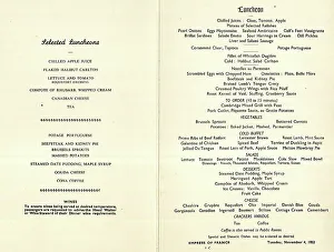 Menu for RMS Empress of France, Canadian Pacific line