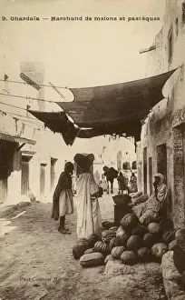 Businesses Prints: Merchant selling melons and watermelons, Ghardaia
