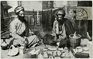 Rosary Prints: Merchants sell Mother-of-Pearl necklaces - Bethlehem, Israel
