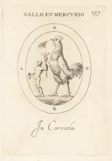 Gemstone Prints: Mercury with his sacred bird, a rooster